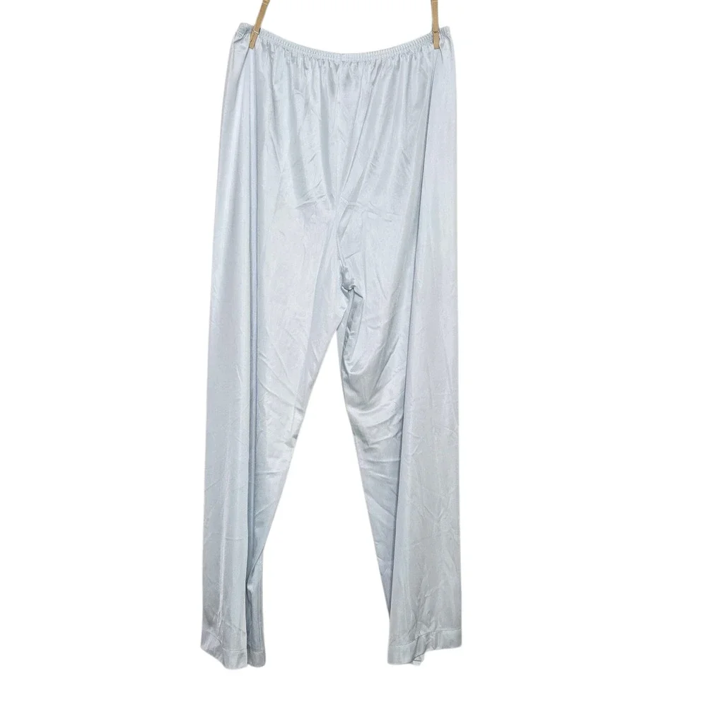 Womens Vintage Lorraine Pajama Set Size 1X Plus Blue Nylon Pants Shirt
